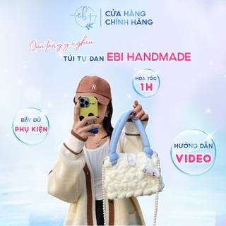 [Có Hướng Dẫn Đan] Túi Handmade,Túi DIY Len Tự Đan Đám Mây Quai Bông Mềm Mịn Mix Charm Xinh Xắn - EB55