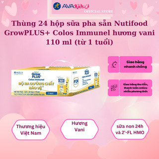 Thùng 24 hộp sữa pha sẵn Nutifood GrowPLUS+ Colos Immunel hương vani 110 ml