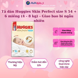 Tã dán Huggies Skin Perfect size S 54 + 6 miếng - Giao bao bì ngẫu nhiên