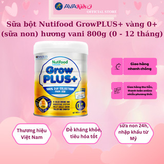 Sữa bột nutifood growplus+ vàng 0+ hương vani 800g