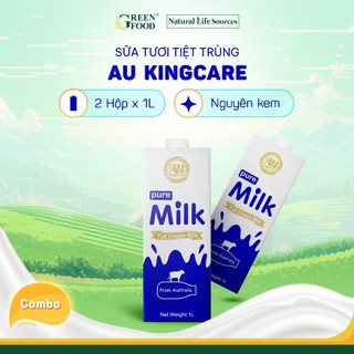 Combo 2 hộp sữa tươi tiệt trùng au kingcare nguyên kem 1l - béo cao 3.3%, không đường, nhập khẩu úc