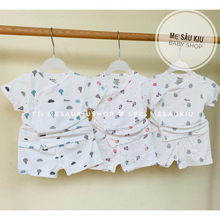 Bộ cộc tay cúc lệch sợi tre Avaler cho bé Newborn đến 6-9m
