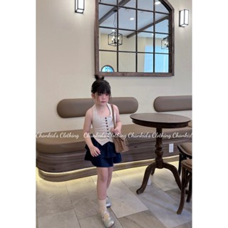 Set áo gile mix chân váy tầng cho bé_Chankid's Clothing