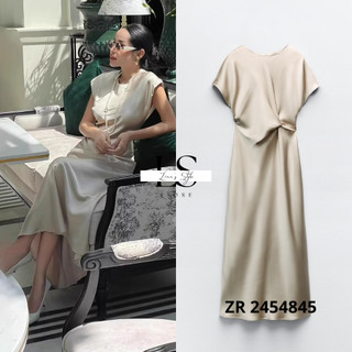 Váy midi satin xoắn eo TQXK mẫu mới 2024 sang chảnh thanh lịch thời trang hot trend | Order