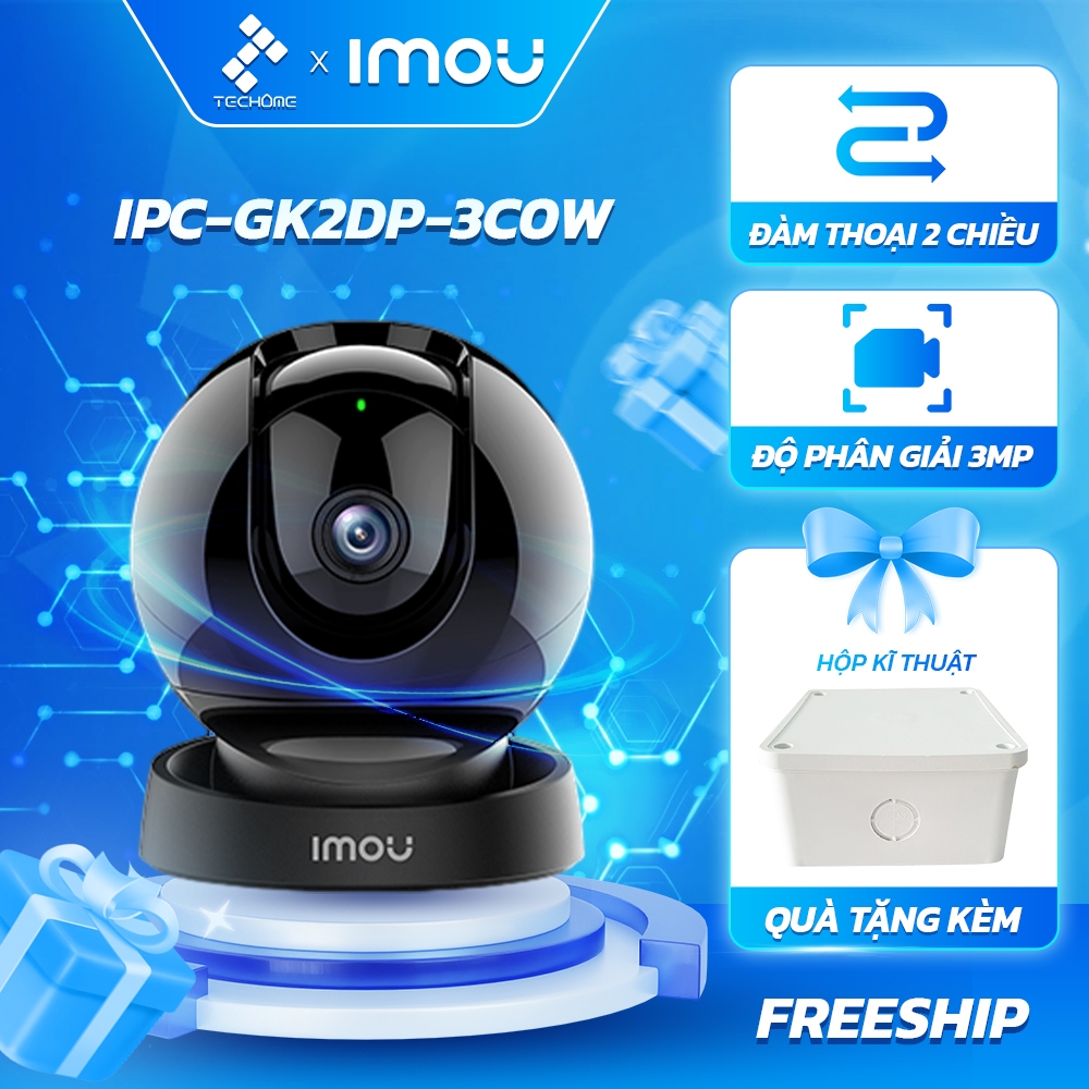 Camera wifi trong nhà REX 2D IPC-GK2DP-3C0W/5C0W độ nét 3/5MP độ phân giải 2K xoay 360 màu ban đêm