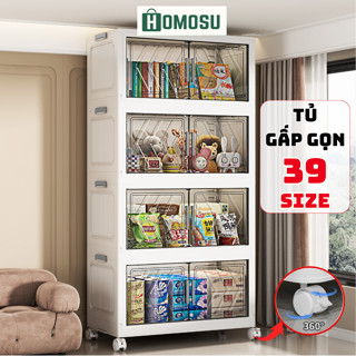 [70cm] Tủ Đựng Đồ Phòng Khách, Tủ Đựng Sách, Đồ Ăn Vặt Có Thể Gấp Gọn Bánh Xe 360, Màu Sắc Tươi Sáng TUN046