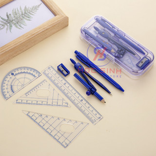 Bộ compass 7 món shif hộp nhựa 3079 dành cho học sinh học hình học