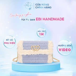 [Có Video HD] Túi Handmade Tự Đan Viền Xù Mác Trái Tim, Set Nguyên Liệu Làm Túi DIY, Tặng Bạn Gái Ý Nghĩa - EB73
