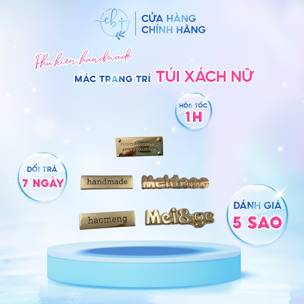 Mác Túi Handmade Mạ Vàng, Phụ Kiện Charm Trang Trí Túi Ví Nhiều Mẫu Đa Dạng - EB74