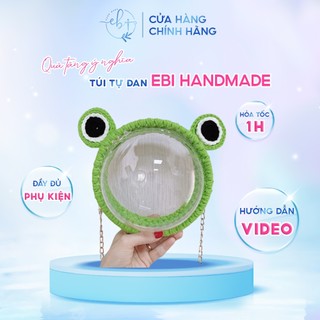 [Sẵn Hàng] Full Set Nguyên Liệu Túi Đeo Chéo Tự Đan Túi Trong Suốt Bằng Len Hình Chú Ếch Xinh Xắn - EB75