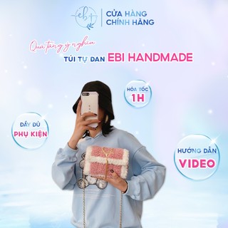 Túi Handmade Tự Đan Len Xù Phối Viền Trắng Mác Hươu, Set Phụ Kiện DIY Đầy Đủ Đan Túi Handmade Nữ - EB82