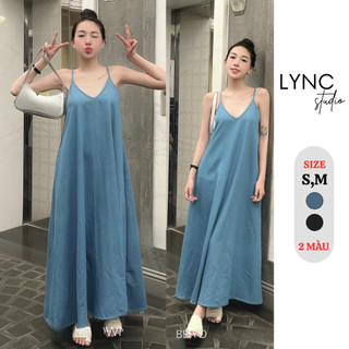 LYNC studio - Váy denim dáng dài đầm 2 dây dáng suông chất denim LCV0139V