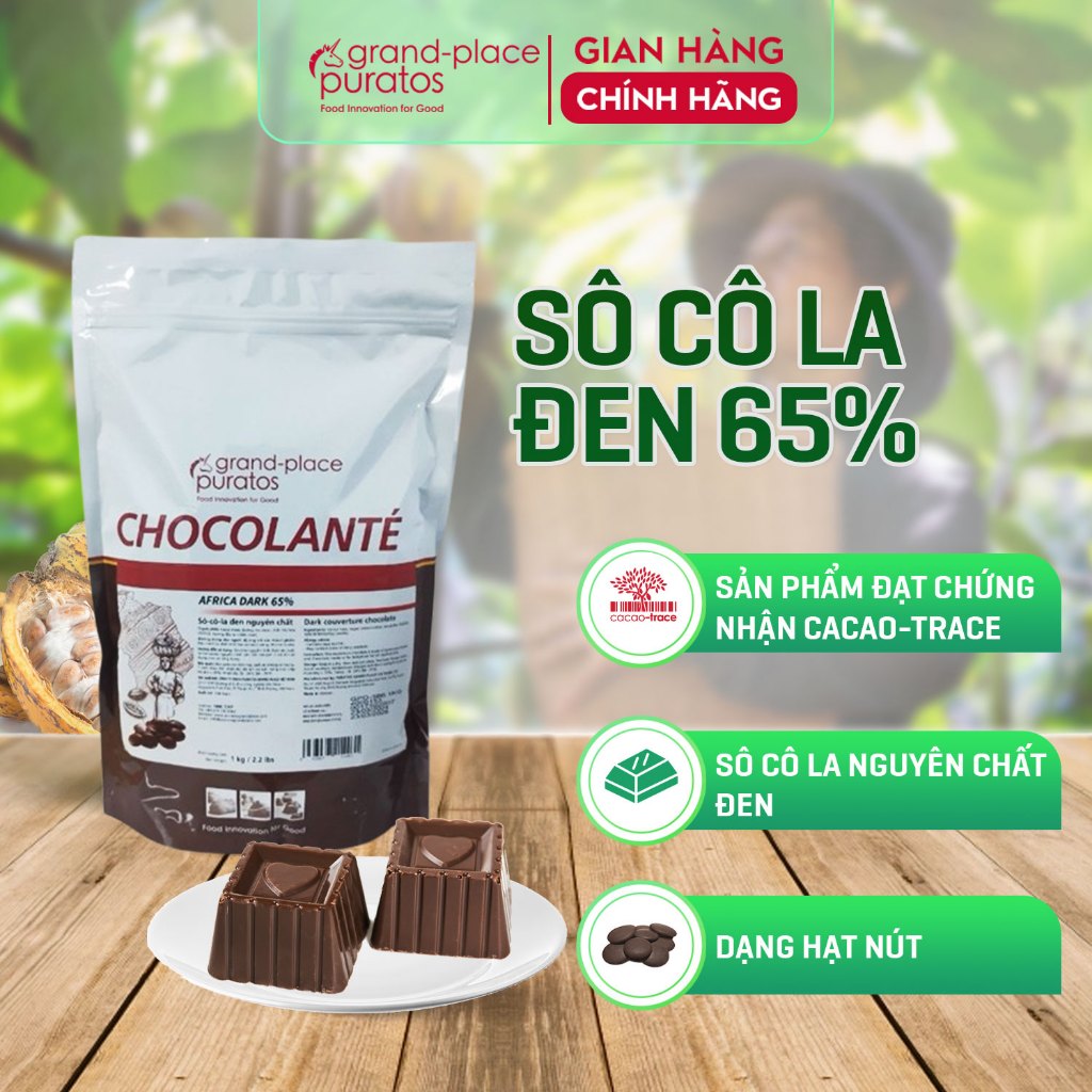 [Mã BMLTB200 giảm đến 100K đơn 499K] Socola Nguyên Chất Đen 65% Puratos Grand-Place VN-1kg