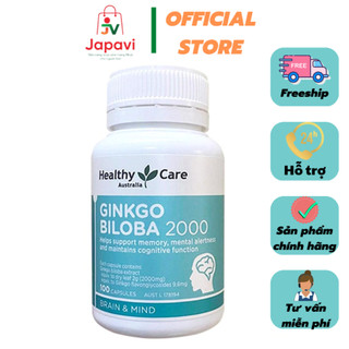 Viên uống bổ não Healthy Care Orihiro Ginkgo Biloba 2000 tuần hoàn lưu thông máu 100 viên