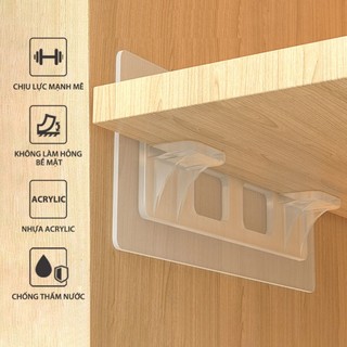 Miếng Dán Chốt Đỡ Kệ Cao Cấp - Ke Góc Chữ L Đỡ Kệ Gỗ Treo Tường, Đợt Tủ, Khung Tranh - Không Cần Khoan Đục