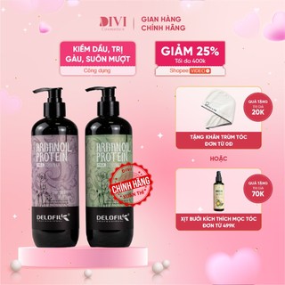 Dầu gội xả Delofil Silky Smooth sạch gàu, kiềm dầu, mềm mượt chống gãy rụng phục hồi tóc   500/800ml - Mỹ phẩm DiVi