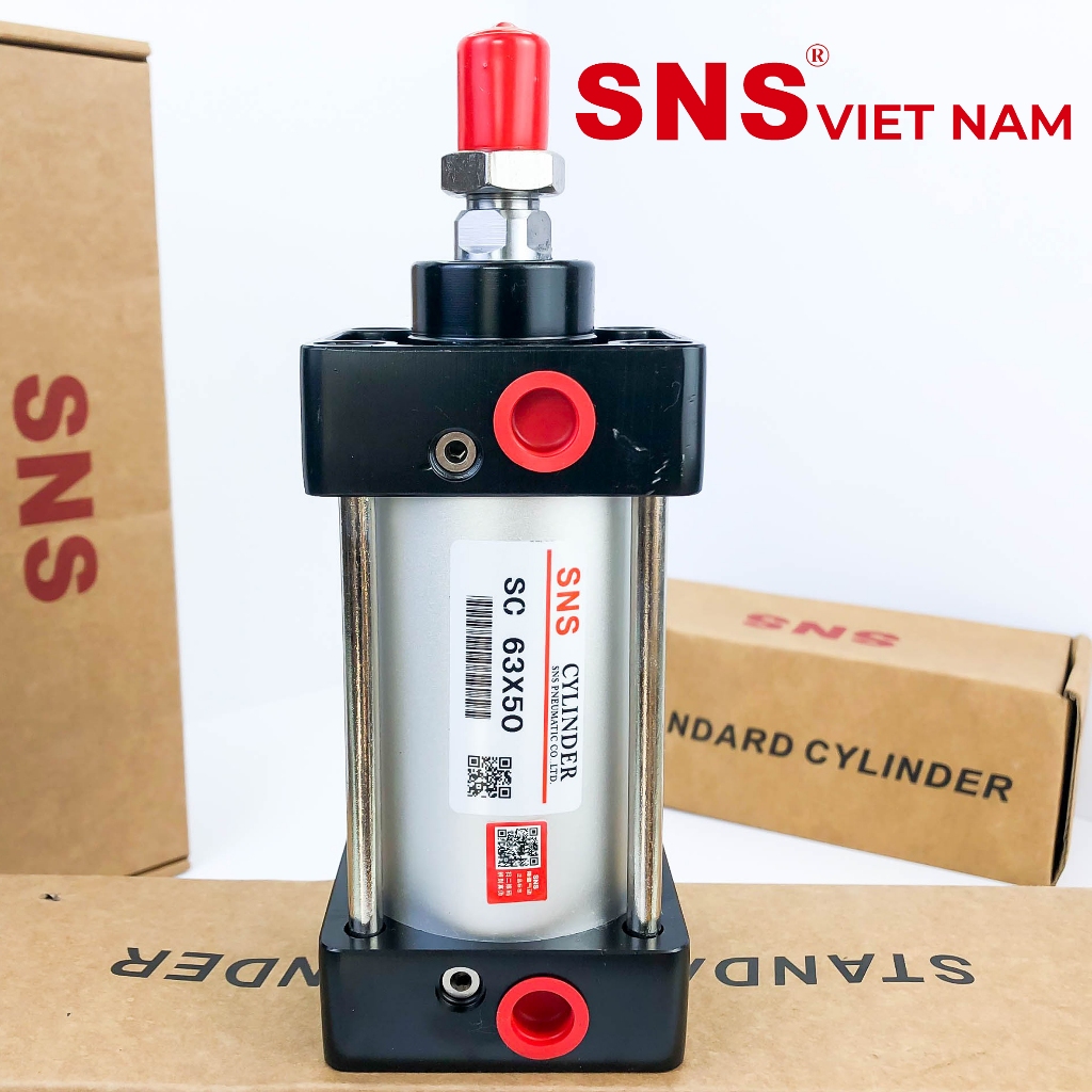 Xi lanh khí nén đế vuông SNS SC63 - Xi lanh khí nén SNS SC 63 ( chính hãng SNS )