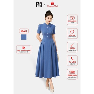 Đầm Nữ 𝐅𝐀𝐂𝐈 Dáng Dài Váy Công Sở Vải Denim Cao Cấp Dáng A Xoè Tôn Dáng Thanh Lịch FD240106