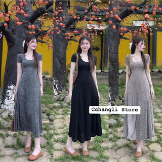 VÁY TĂM TIÊU CỔ U DÁNG XOÈ 3 MÀU