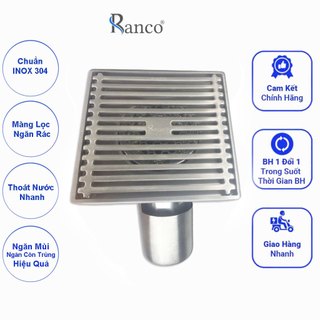 Phễu thoát sàn chống mùi hôi RANCO inox 304 ngăn rác thoát nước nhanh phi 69 ống 76mm, 90mm RO-294E