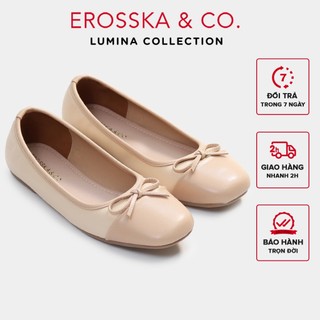 Erosska Lumina  - Giày búp bê nữ thời trang đế bệt đính nơ xinh xắn màu nude - EF024