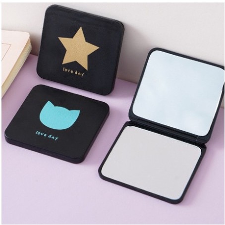 Gương Mini Gấp Gọn_Gương Trang Điểm Bỏ Túi Tiện Dụng Vỏ Nhám Phong Cách Hiện Đại