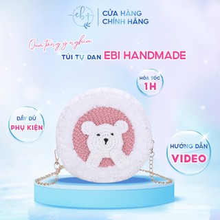 Túi Handmade Len Gấu Tròn Mẫu 1, Set Nguyên Liệu Đầy Đủ Tự Đan Túi DIY (Có Clip Hướng Dẫn Làm) - EB103