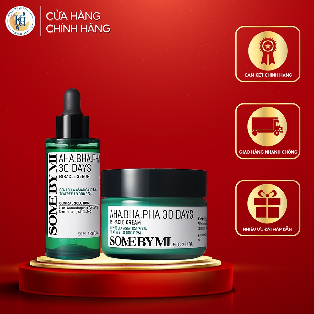 Combo giảm mụn Some By Mi AHA-BHA-PHA 30 Days Miracle ( Serum 50ml + Kem 50ml )