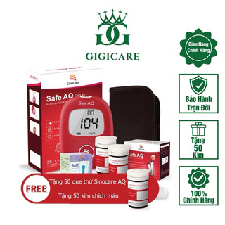 Máy đo đường huyết safe aq smart chính hãng sinocare tặng kèm 50 que thử + 50 kim