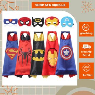 Áo choàng siêu nhân cho bé kèm mặt nạ họa tiết nhân vật hoạt hình dễ thương size 70x70 cm