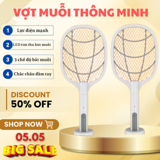 Vợt muỗi tự động kiêm đèn bắt muỗi 2 in 1 tự động sạc tích điện, vợt bắt muỗi thông minh cao cấp