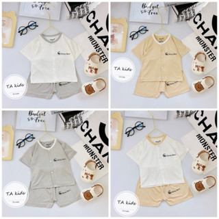 Bộ sơ sinh mùa hè CỘC TAY khuy cài Minky mom vải thun lạnh cho bé trai bé gái Quần đáp đũng