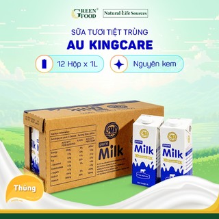 Thùng 12 hộp sữa tươi tiệt trùng au kingcare nguyên kem 1l - độ béo cao 3.3%, không đường từ úc