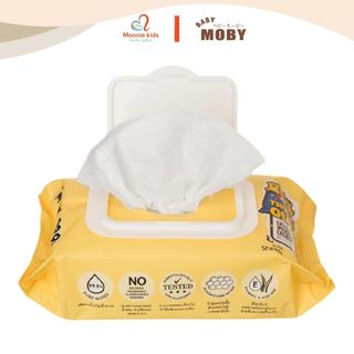 Khăn uớt cho bé MOBY BABY 80c, khăn ướt 99% nước tinh khiết dưỡng ẩm cho da - Monnie Kids