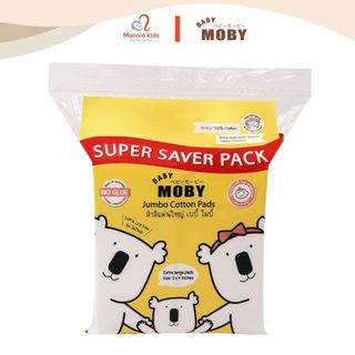 Bông miếng Cotton cho bé Moby Baby 100 miếng, bông thấm tiệt trùng đa năng tự nhiên - Monnie Kids