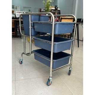 XE DỌN BÀN NHÀ HÀNG BẰNG INOX KHUNG CONG