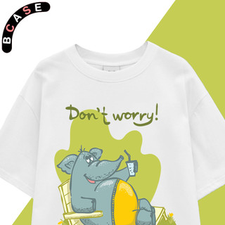 Áo thun đen trắng unisex voi don't worry nam nữ form rộng tay lỡ cotton đẹp vải dày mịn tb1401