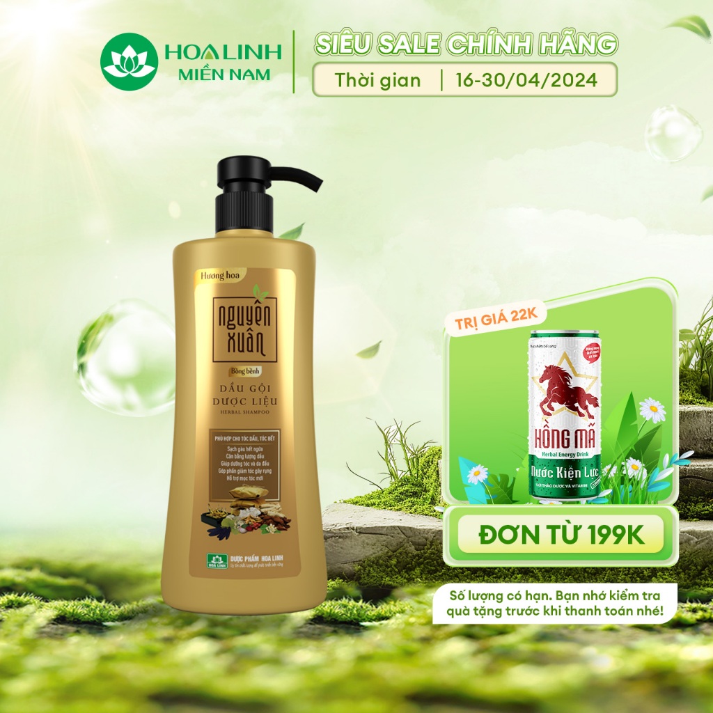 {MỚI}Dầu gội dược liệu Nguyên Xuân Bồng bềnh 600ml - Dành cho da đầu dầu bết.(Khuyến mại thêm 10% thể tích giá không đổi