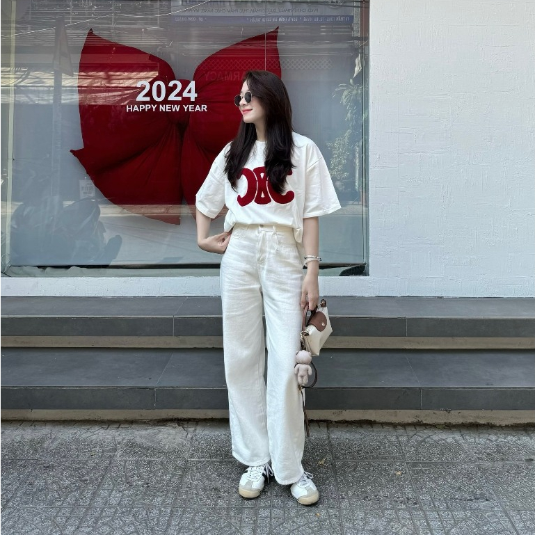 (ẢNH OLDSCHOOL)Quần jeans trắng trơn ống suông #7448 | BigBuy360 - bigbuy360.vn