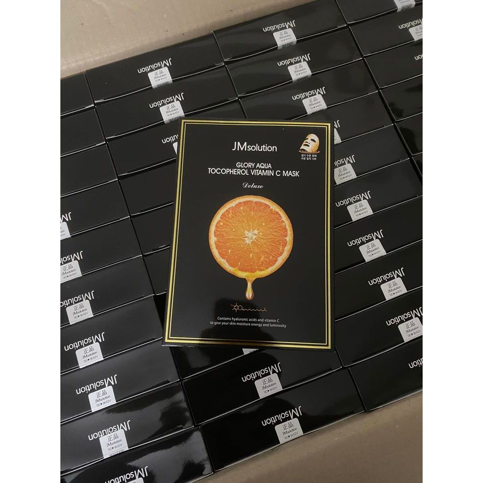 Mặt nạ Vitamin C trắng da mờ thâm JM solution (hộp 10 miếng)