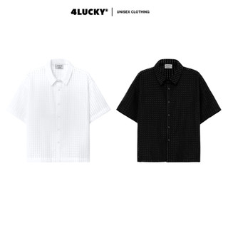Áo Sơ Mi Boxy 4Lucky, Sơ Mi Tay Ngắn Vải Lưới Họa Tiết " Ricepaper" 6807