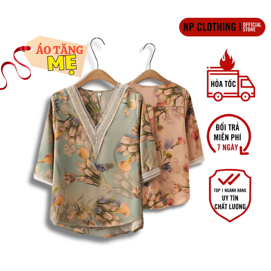 Áo Trung Niên Nữ, Mẫu Sơ Mi Kiểu Cho Mẹ Trung Tuổi Bigsize Tay Lỡ Lịch Sự Sang Trọng, Thời Trang Trung Niên NP Clothing