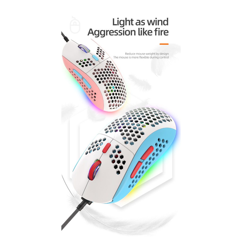 Chuột Gaming M8 6400 DPI  Có dây Có LED RGB - Thiết kế tổ ong - chip xử lý Linglyang 199 | BigBuy360 - bigbuy360.vn