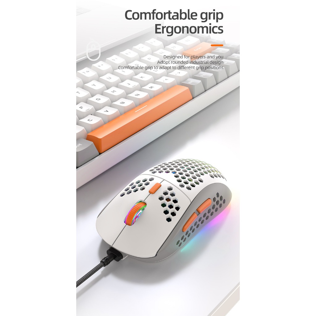 Chuột Gaming M8 6400 DPI  Có dây Có LED RGB - Thiết kế tổ ong - chip xử lý Linglyang 199 | BigBuy360 - bigbuy360.vn