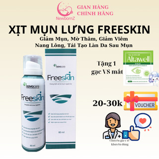 Xịt mụn lưng, ngực, mông Freeskin 80ml giảm mụn, mờ thâm, sáng da - Hàng chính hãng