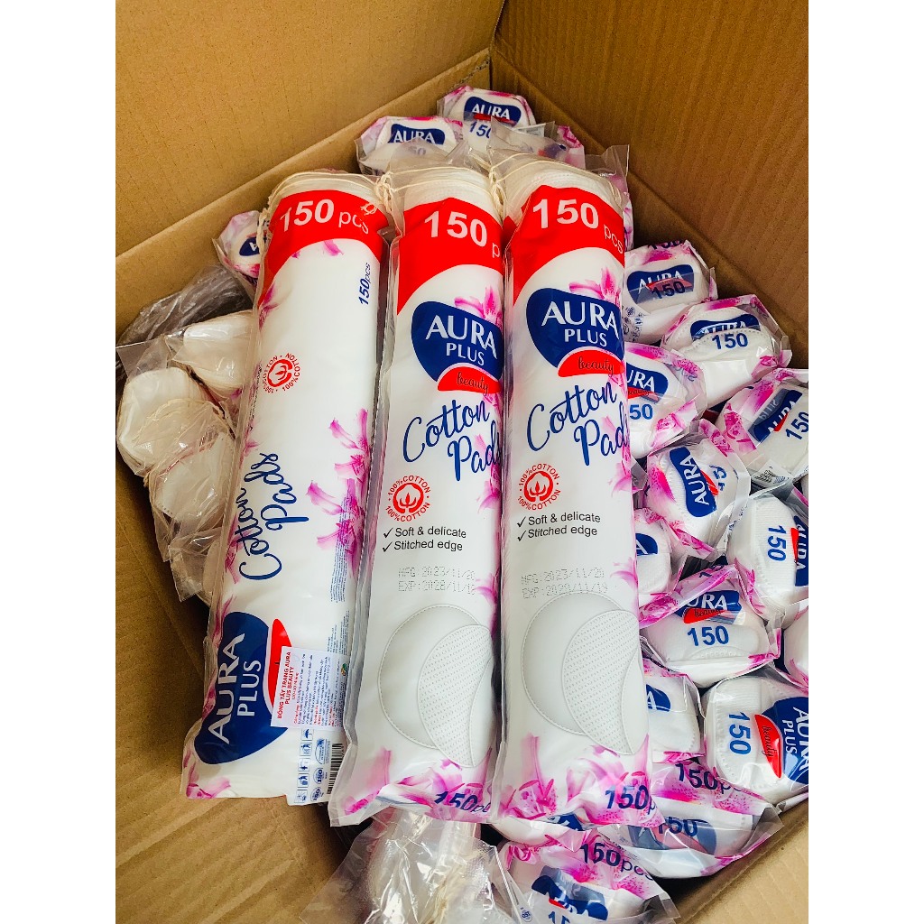 Bông Tẩy Trang Aura chính hãng 150 miếng (Mẫu mới)