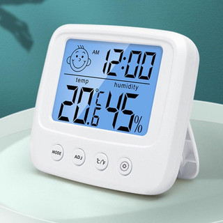 Nhiệt kế điện tử đo nhiệt độ và độ ẩm phòng cho bé EMOON, xem giờ và đặt báo thức, cảnh báo cảm xúc có đèn led
