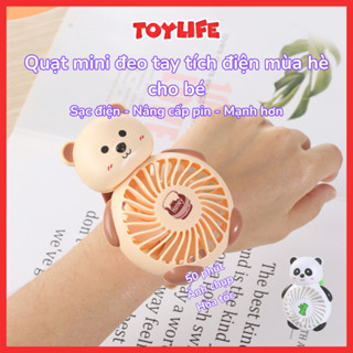 Quạt mini đeo tay tích điện mùa hè cho bé quạt sạc điện cầm tay mini có dây đeo đồ chơi đồng hồ quạt để bàn TOYLIFE