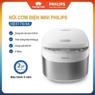 Nồi cơm điện mini philips hd3170, dung tích 0.85l, công suất 600w, bảo hành 2 năm | hàng chính hãng