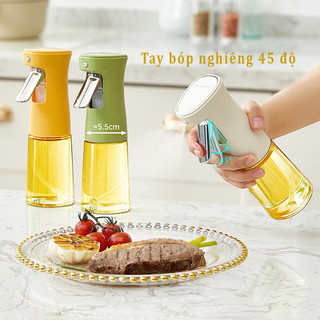 [Mẫu Mới Tay Bóp Xịt 45 độ] Bình Nhựa - Thủy Tinh Xịt Dầu Ăn Phun Sương Cao Cấp Xịt Cực Mịn Khỏe 200ml